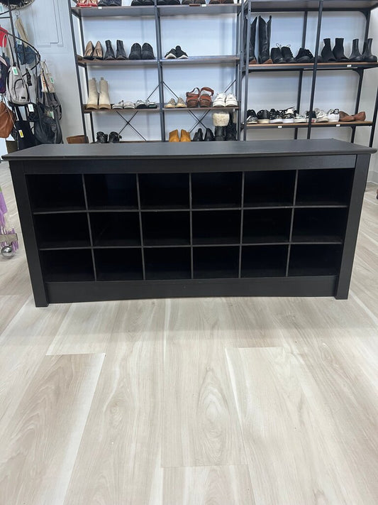 Black Cubby Shoe Storage Bench 18 Cubbies Entryway Organizer