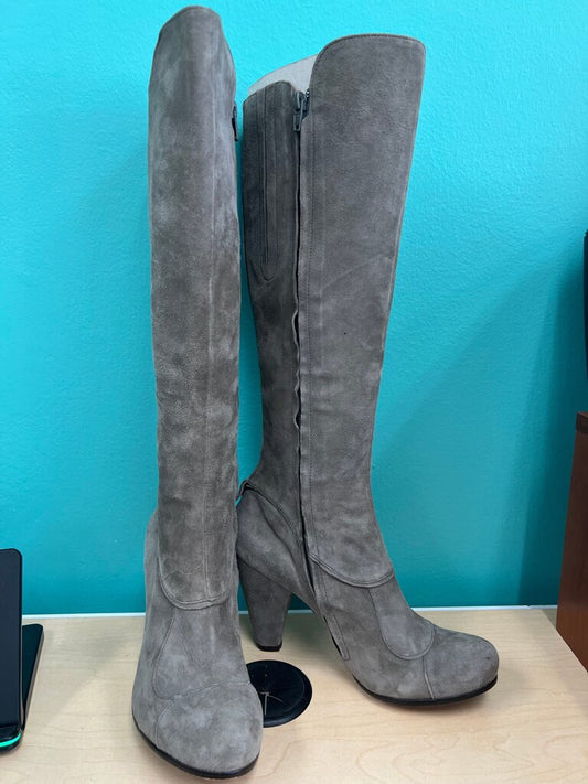 Coclico Taupe Suede Knee High Boots Cone Heel Made in Spain 37