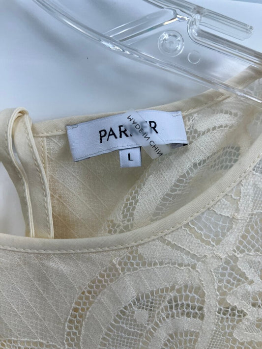 Parker Cream Medallion Lace Bell Sleeve Top Back Tie