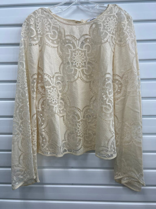 Parker Cream Medallion Lace Bell Sleeve Top Back Tie