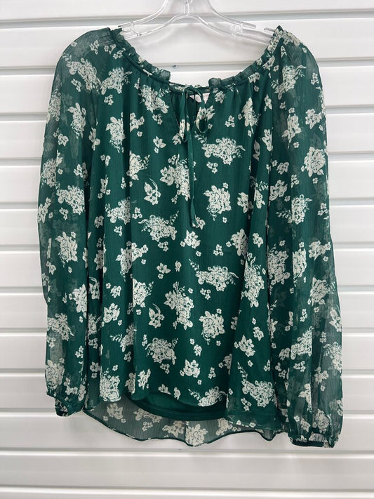 Lauren Conrad Green Floral Blouse