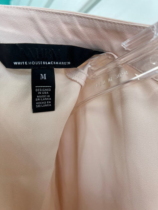 White House Black Market Blush Pink Lace Inset Blouse Size M