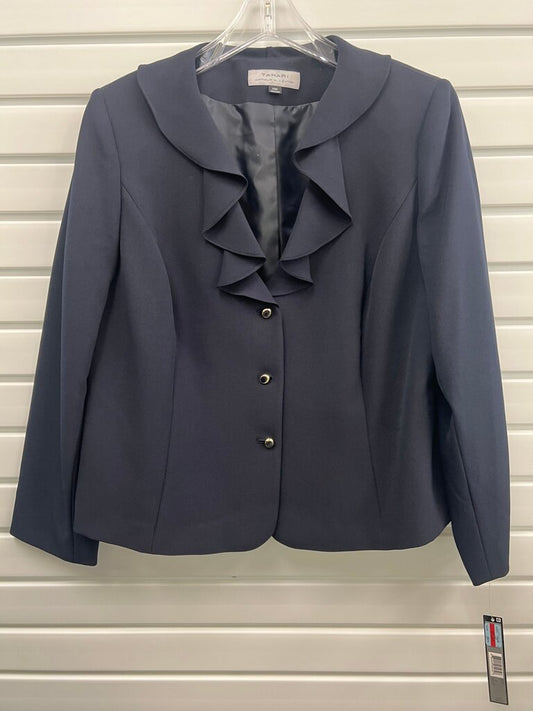 Tahari ASL Navy Ruffle Collar Suit Jacket NWT