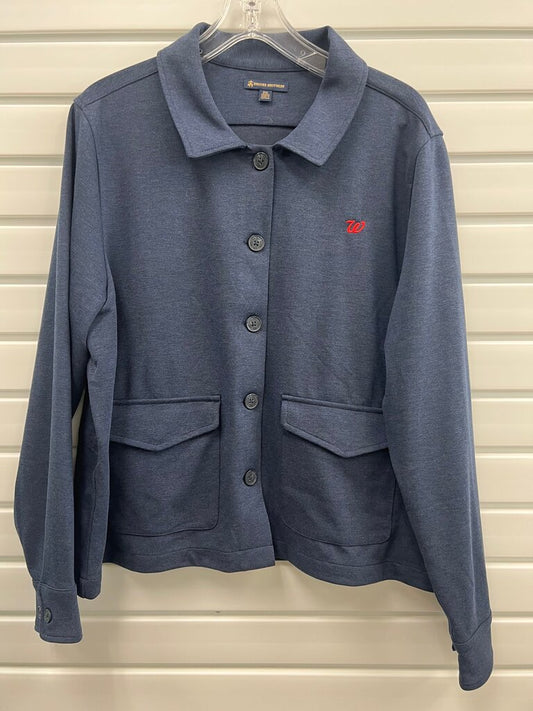 Brooks Brothers Navy Knit Shirt Jacket Shacket W Logo