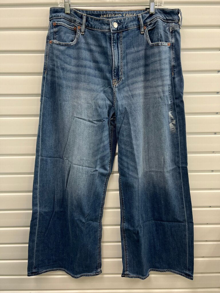 American Eagle Dreamy Drape Baggy Wide Leg Jeans NWT 16 Short