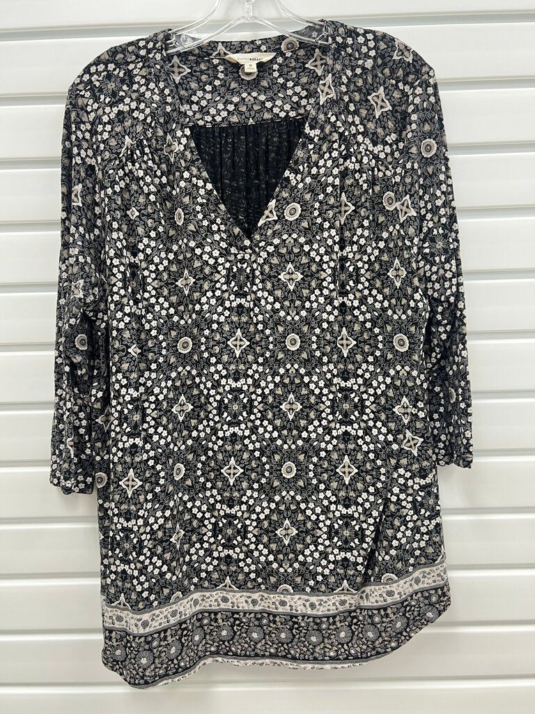 Lucky Brand Black Boho Medallion Print Peasant Tunic Top 1X
