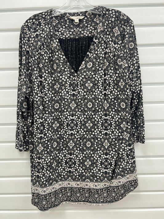 Lucky Brand Black Boho Medallion Print Peasant Tunic Top 1X
