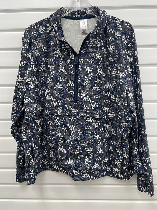 Navy Floral Half Zip Travel Pullover Anorak
