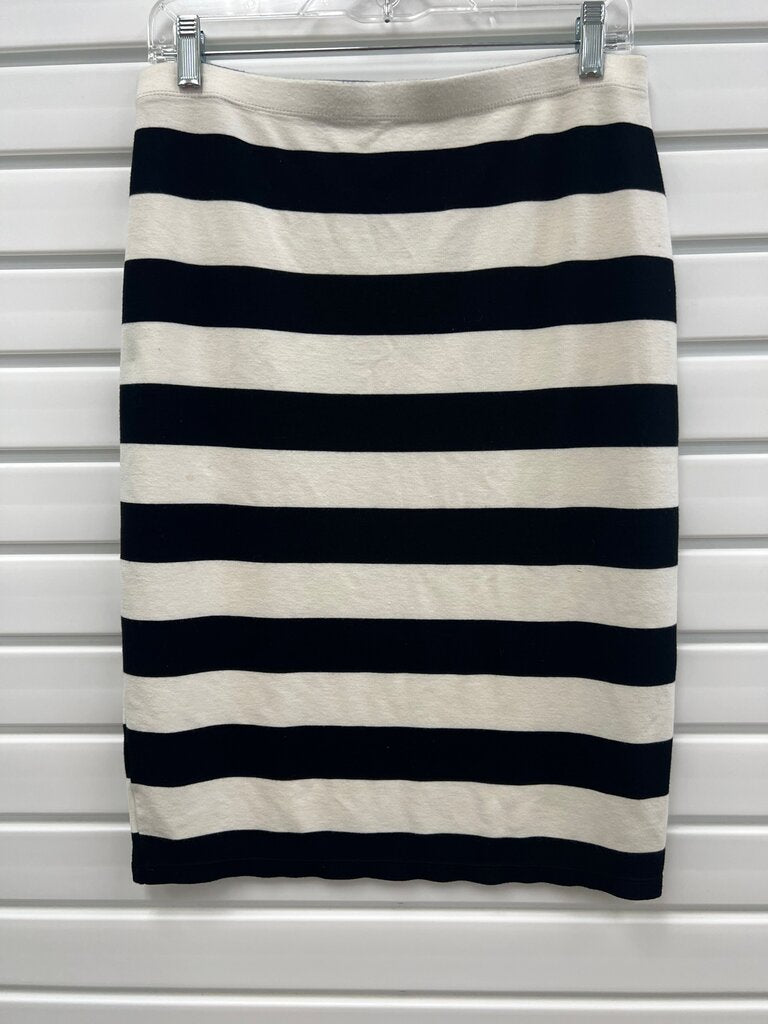 Max Studio Black Cream Wide Stripe Knit Pencil Skirt