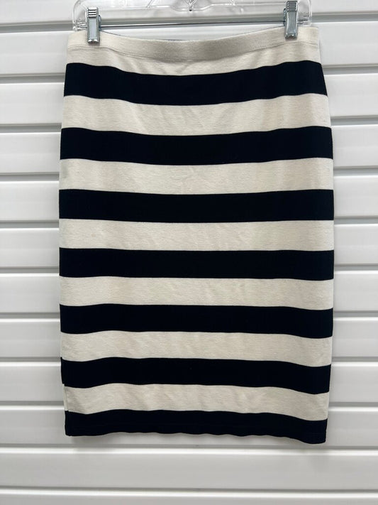 Max Studio Black Cream Wide Stripe Knit Pencil Skirt