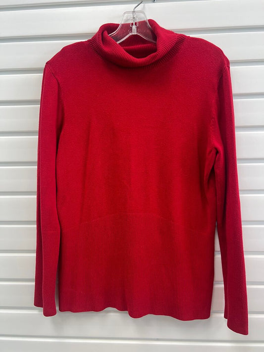 Angela Molino Stottrop Red Silk Blend Ribbed Turtleneck Sweater L