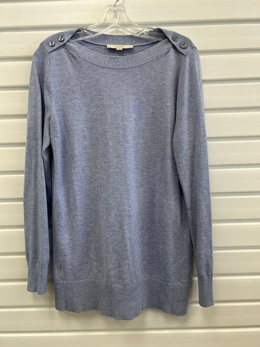 LOFT Periwinkle Blue Button Shoulder Boat Neck Tunic Sweater M