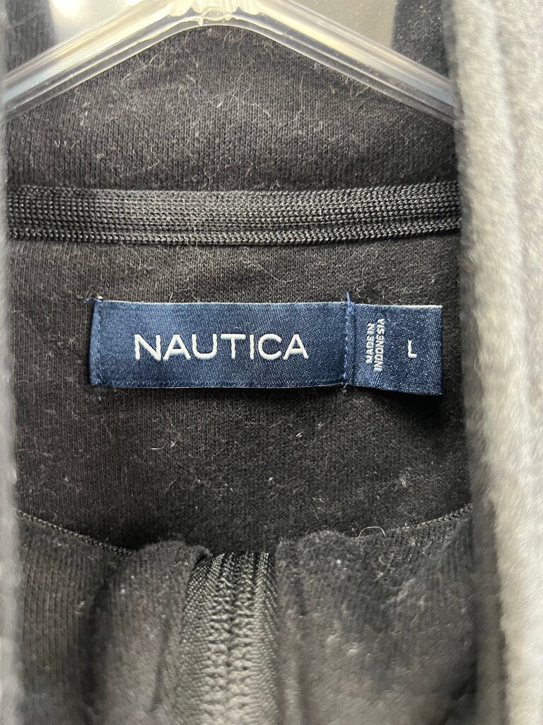 Nautica Mens Charcoal Gray Quarter Zip Fleece Pullover