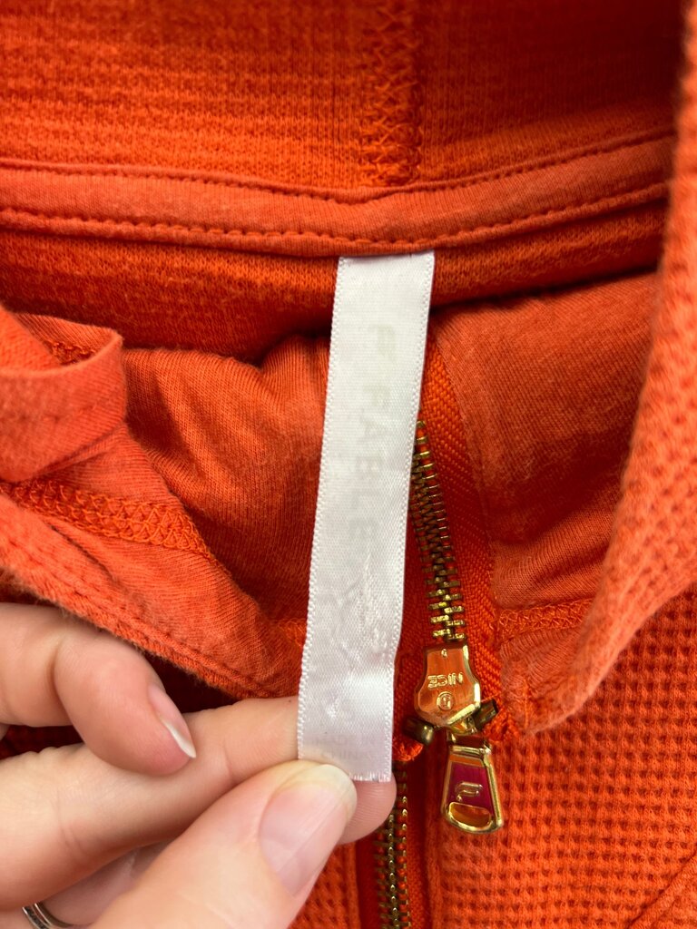 Fabletics Burnt Orange Waffle Knit Cropped Half Zip Hoodie