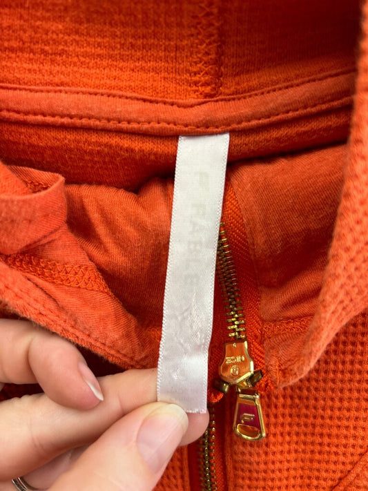Fabletics Burnt Orange Waffle Knit Cropped Half Zip Hoodie