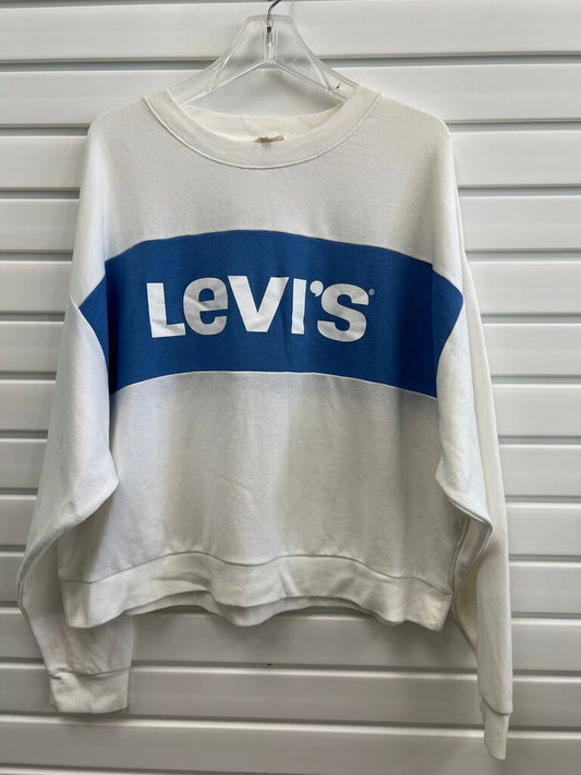 Levis White Blue Colorblock Logo Crewneck Sweatshirt