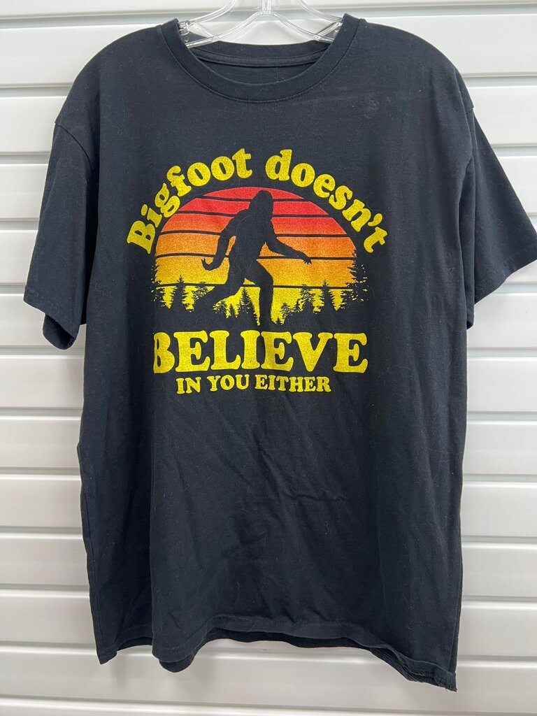 Bigfoot Doesnt Believe In You Either Retro Sunset Graphic Tee