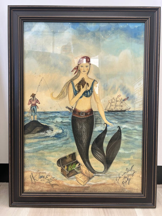 Spicher and Company Kolene Spicher Pirate Mermaid She Was Dividing the Booty Framed
