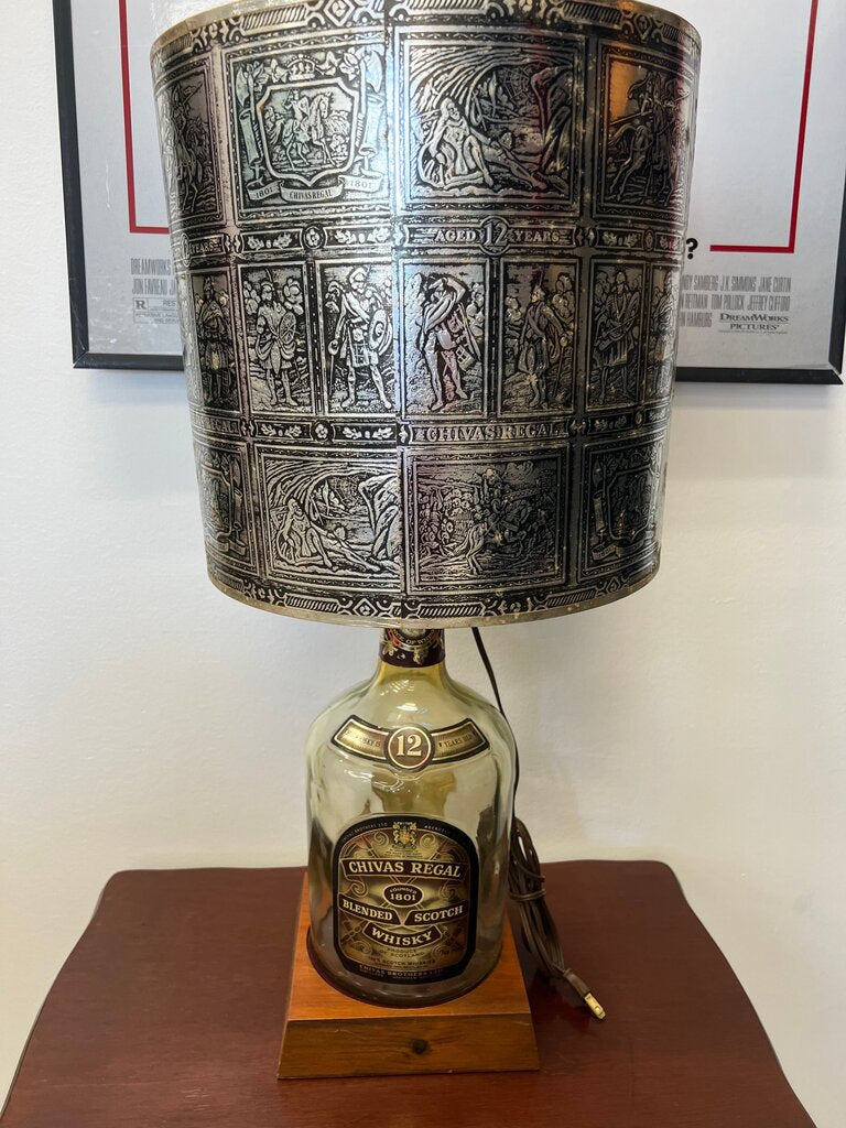 Vintage Chivas Regal 12 Yr Half Gallon Bottle Lamp Embossed Foil Shade