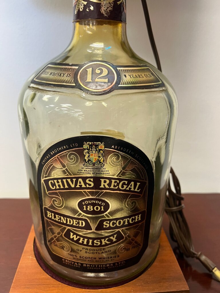 Vintage Chivas Regal 12 Yr Half Gallon Bottle Lamp Embossed Foil Shade