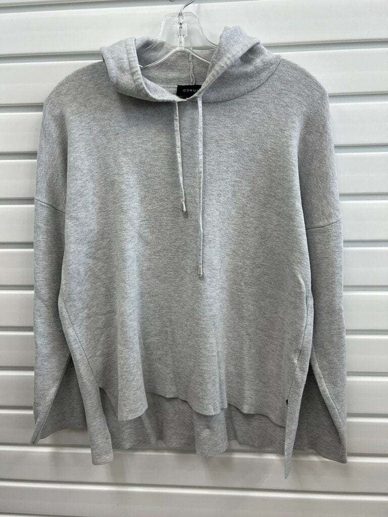 Cyrus Heather Gray Fine Knit Hooded Sweater High Low Hem Size S
