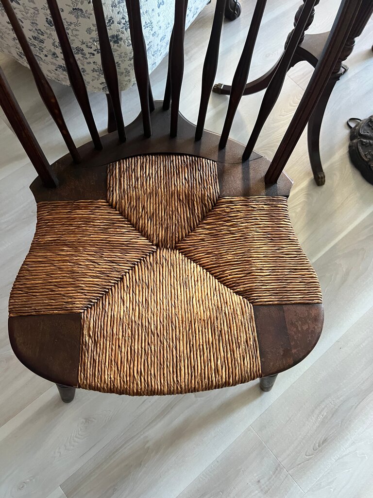 Peck and Hills Vintage Bow Back Windsor Chair Rush Seat