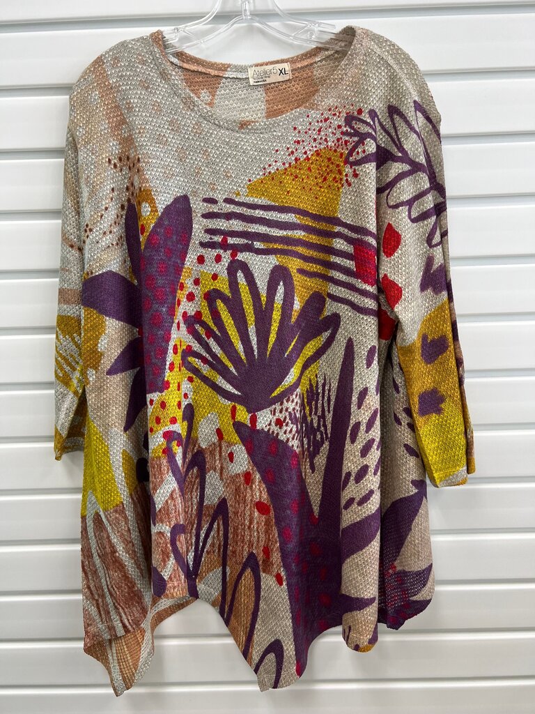 Atelier Women's Colorful Floral Top Size XL